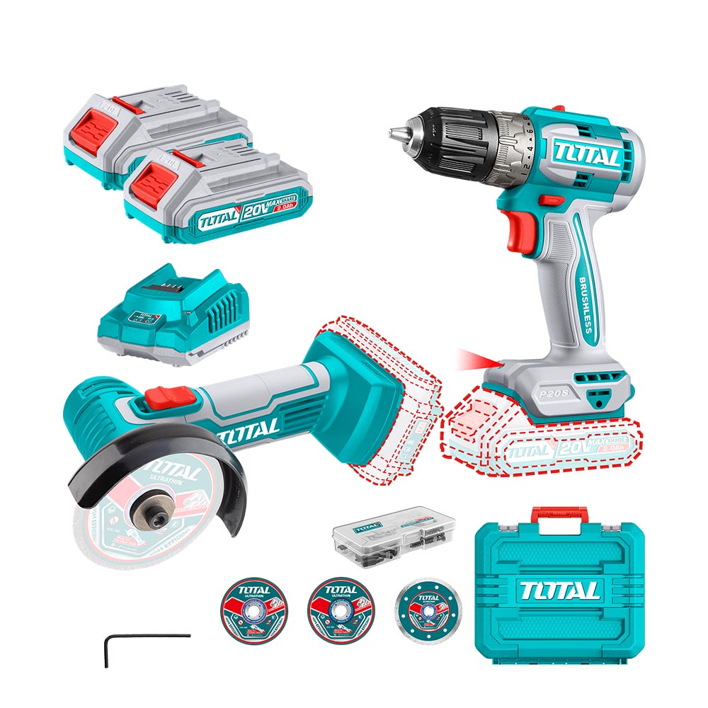 [TCKLI20278] TCKLI20278 Combo Atornillador y Amoladora 3" 20V TOTAL