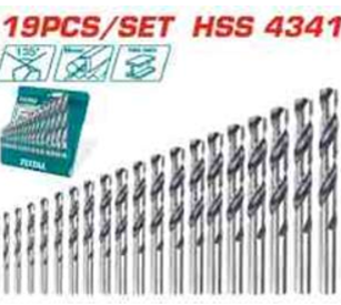 TACSD0195 jgo x 19pcs Brocas Helicoidales HSS para Metal TOTAL