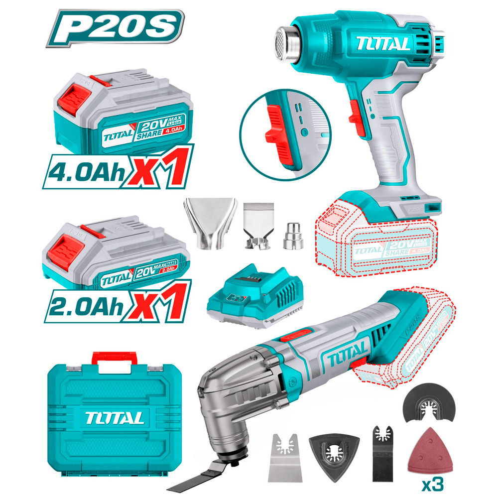 [TOSLI230705] TOSLI230705 Mega Combo Pistola de Calor 20V + Oscilador 20V TOTAL