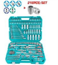 THKTHP22166 Set x 216pcs llaves, dados y chicharras, maleta TOTAL