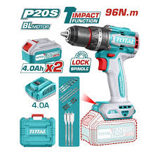TIDLI209681 Taladro Atornillador PERCUTOR BRUSHLESS 96N.m. 20V c/ Chuck Metálico 13mm TOTAL