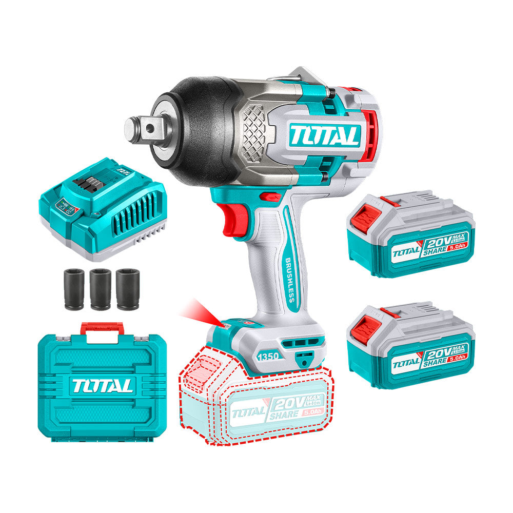 TIWLI20135  Llave de Impacto 3/4" 20V BRUSHLESS 1350N.m. TOTAL