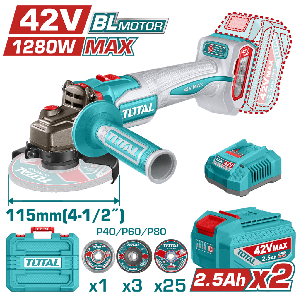 TAGLI4128112 AMOLADORA 1280W 42W, CON BATERIA 2.5Amp.