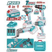 TOSLI240969 Mega Combo Taladro + Llave de impacto +  Osculador + Pistola de calor en MALETA TOTAL