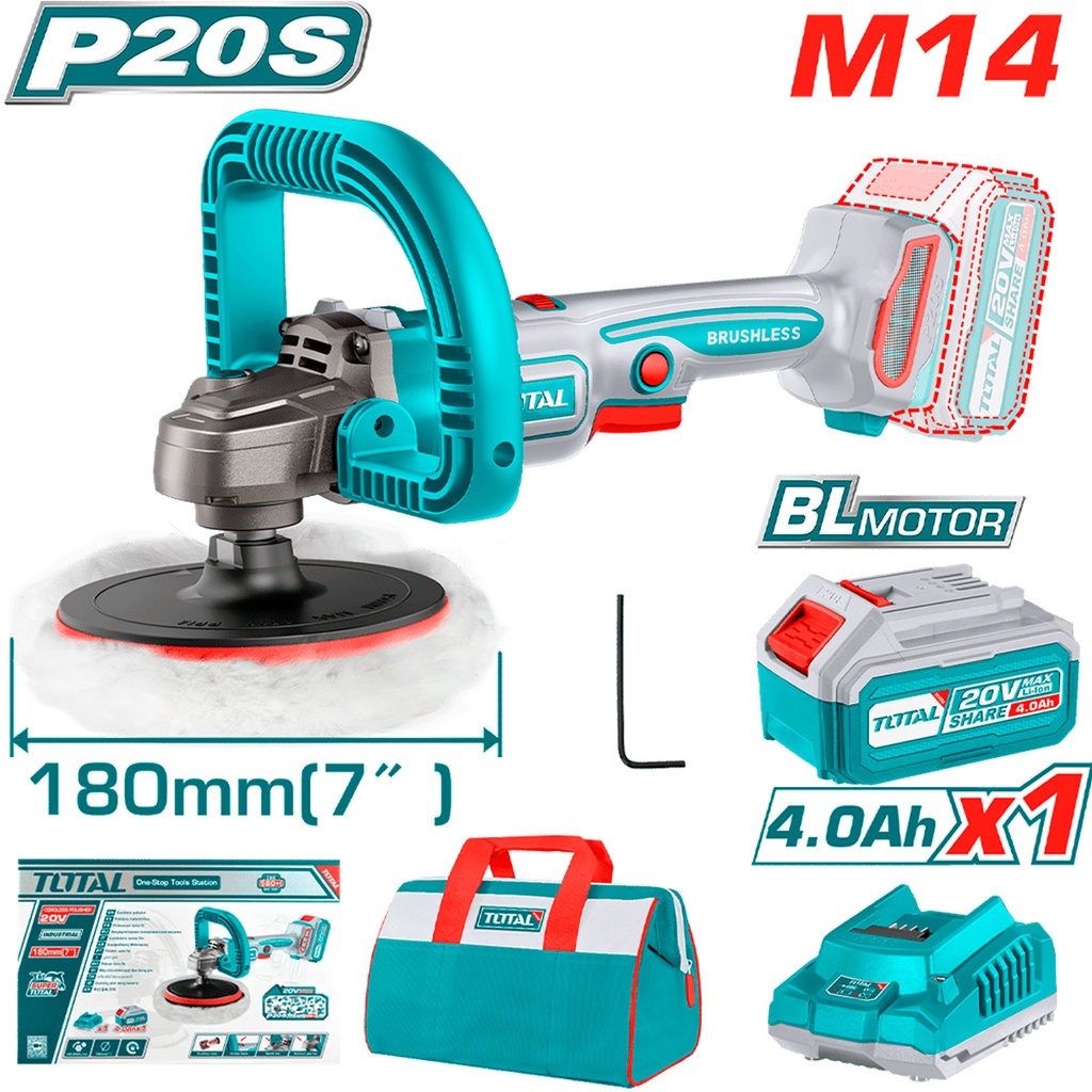 [TAPLI20181] TAPLI20181 Pulidora 7" 20V, con 1 batería y cargador TOTAL