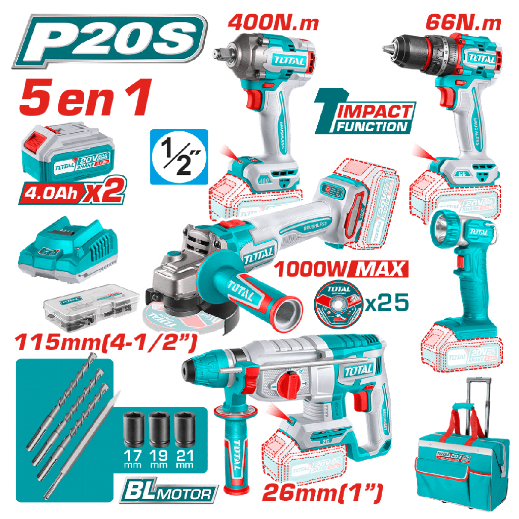 TCKLI20592  Mega COMBO TOTAL 5PCS INDUSTRIAL TOTAL