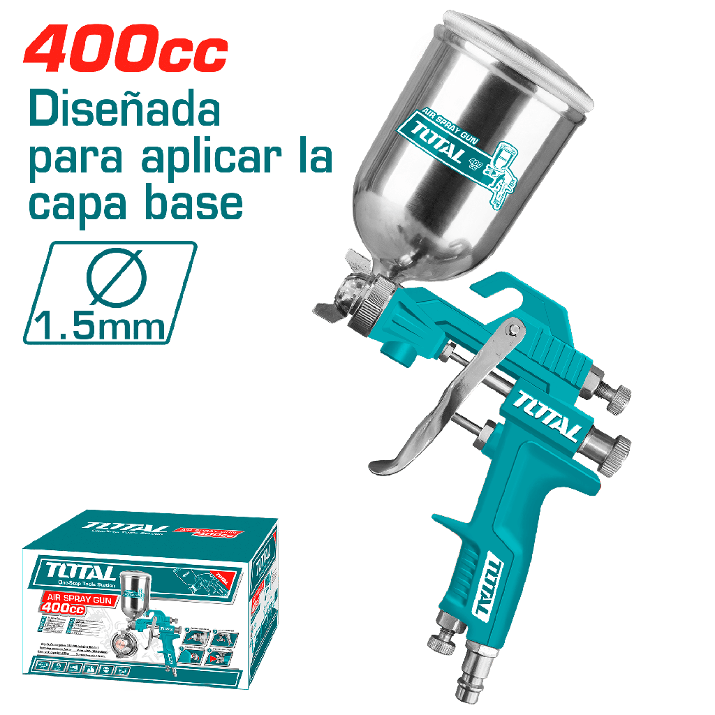TAT10402  Pistola para pintar de gravedad 400cc, 1,5mm  (1,5-2,0) TOTAL
