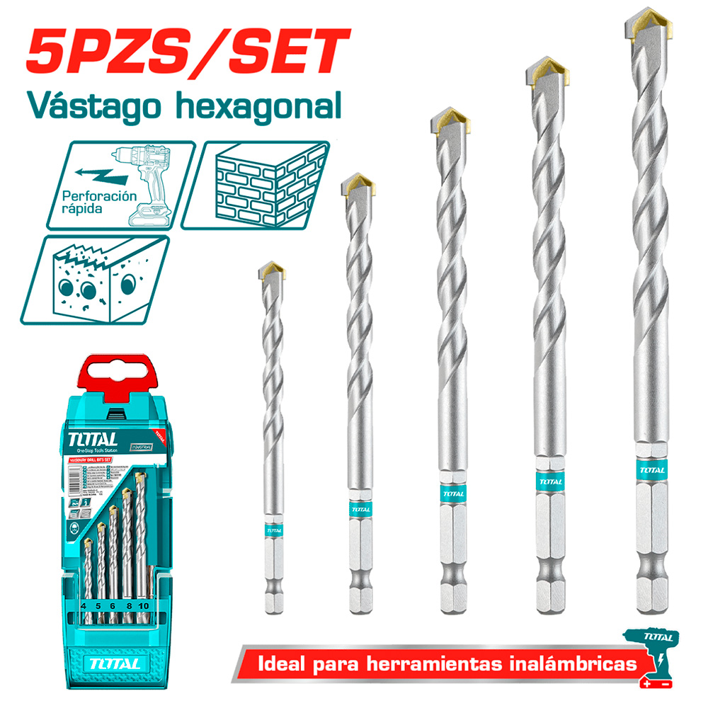 [TACSD6055] TACSD6055 Jgo x5pcs Brocas con entrada hexagonal TOTAL