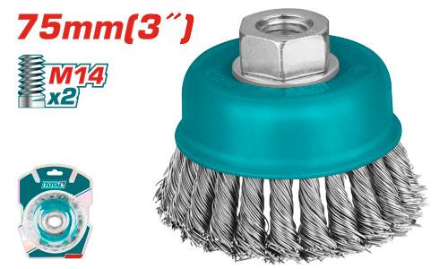 TAC32031 Escobilla copa trenzada 3" 75mm TOTAL