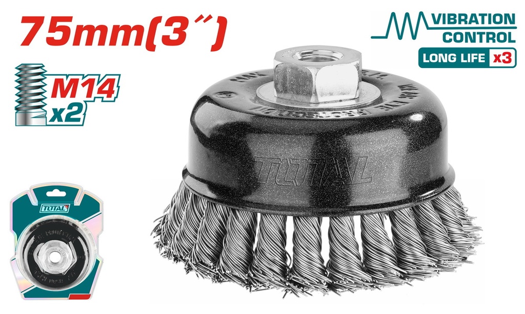 TAC32035 Escobilla copa trenzada 3" INDUSTRIAL TOTAL