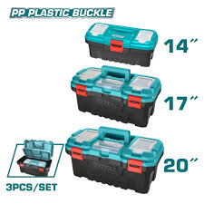 TPBXK0032 Set x 3pcs Maleta porta herramientas 14", 17" y  20", con seguro metálico TOTAL