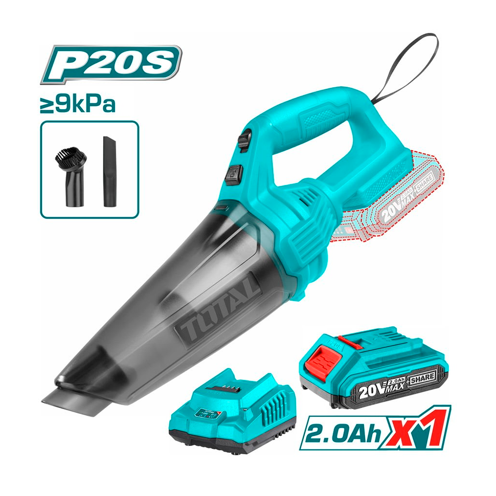 TVLI20126 Aspiradora 20v, 1 bat 2amp y cargador TOTAL