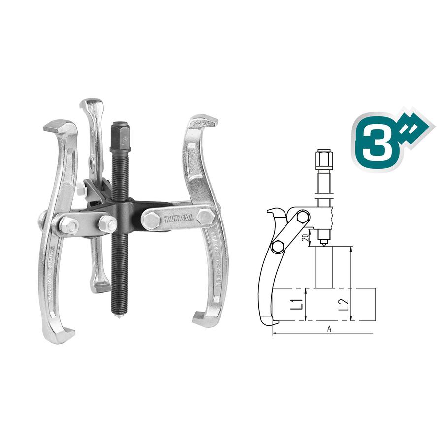THTGP336  Extractor de Rodajes 3" 3000Kg INDUSTRIAL TOTAL
