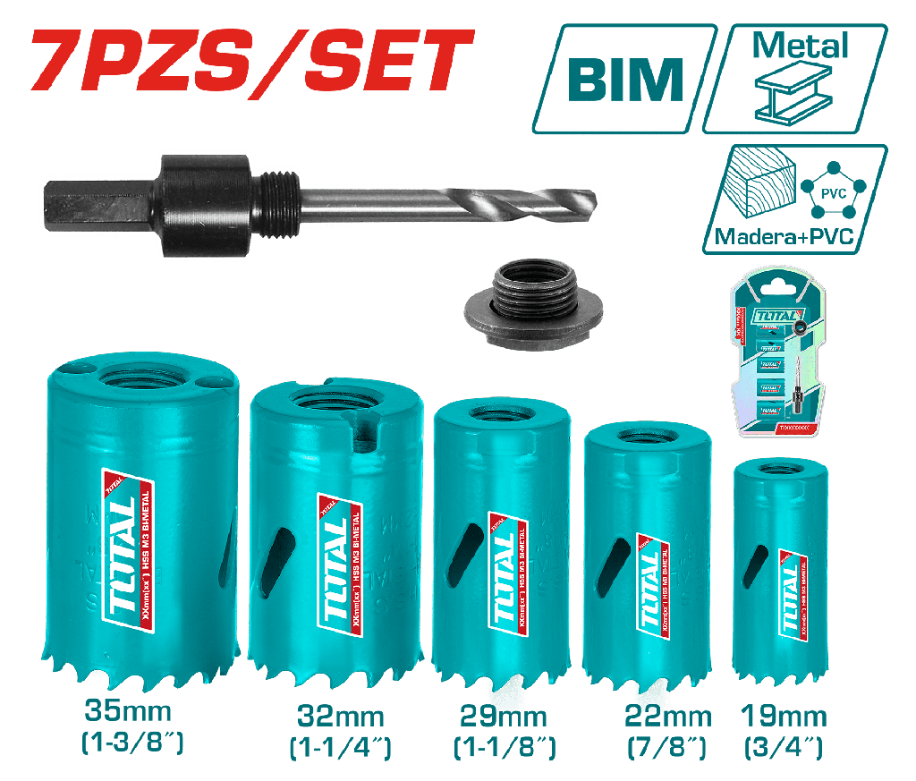 TACSH1071 Juego de sierras copas bimetalicas 7PCS TOTAL
