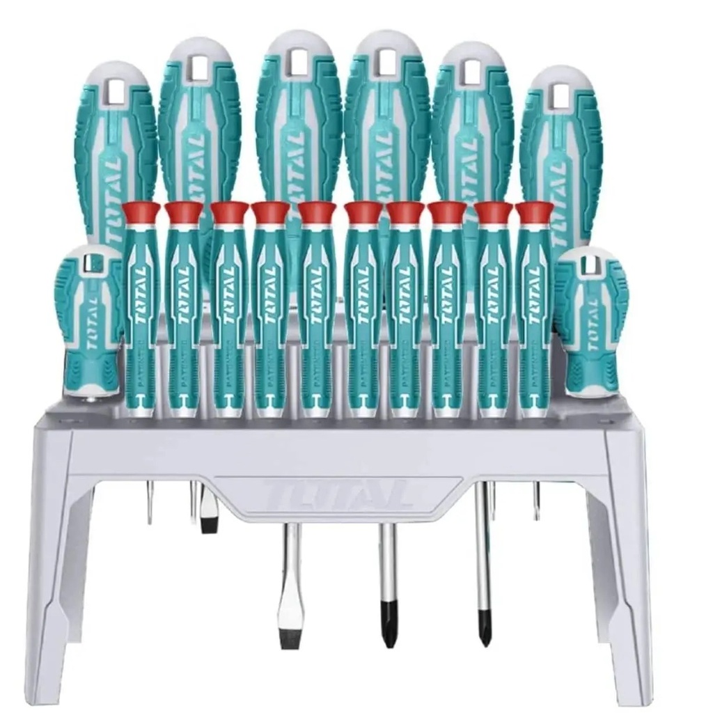 THT250618  Jgo desarmador PESADO 18PCS TOTAL, estrella y plano Cr v TOTAL