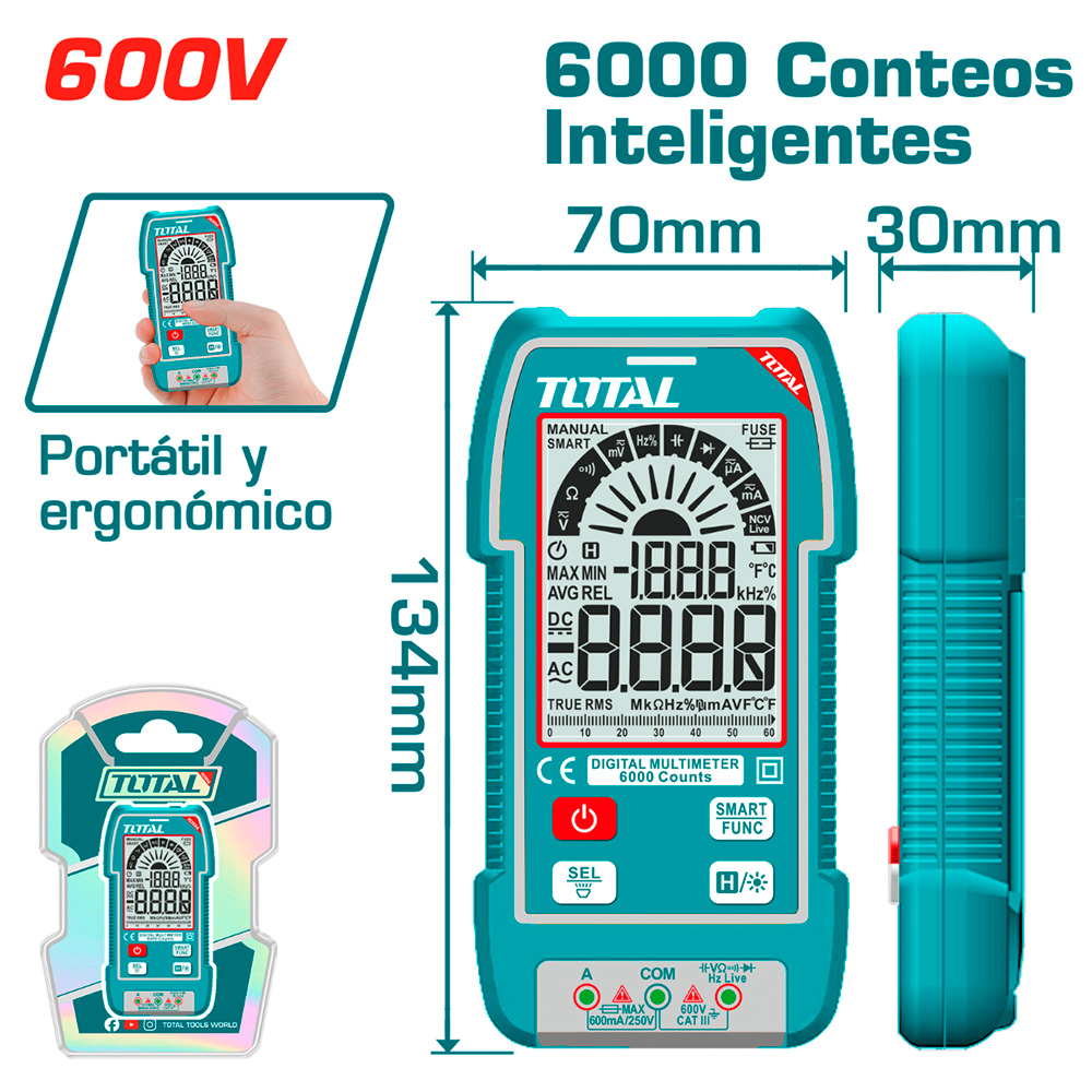 [TMT516004] TMT516004 Multitester DIGITAL 600V 6000Counts TOTAL