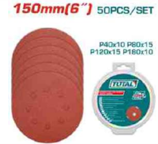 TAC7315011 Jgo x50pcs Lija Redonda 6" TOTAL