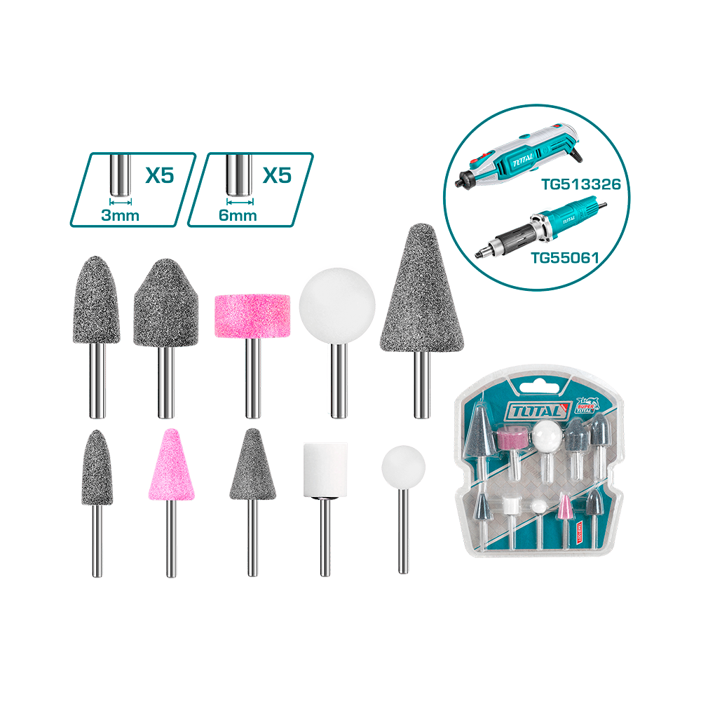 [TAKB1001] TAKB1001 KIT DE PIEDRAS PARA RECTIFICADOR 10PZS EJE:6MM TOTAL