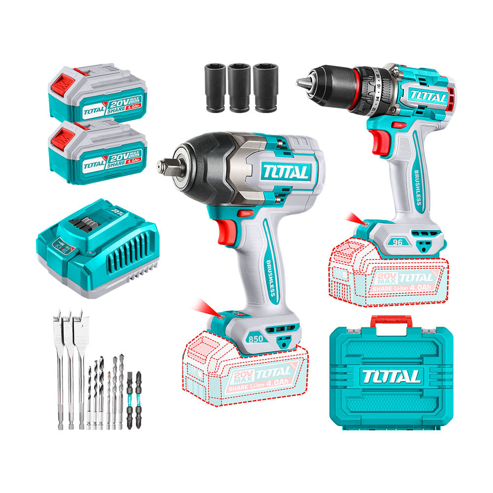 TOSLI250586 Combo Llave de Impacto 850N.m. + Taladro 96N.m. TOTAL
