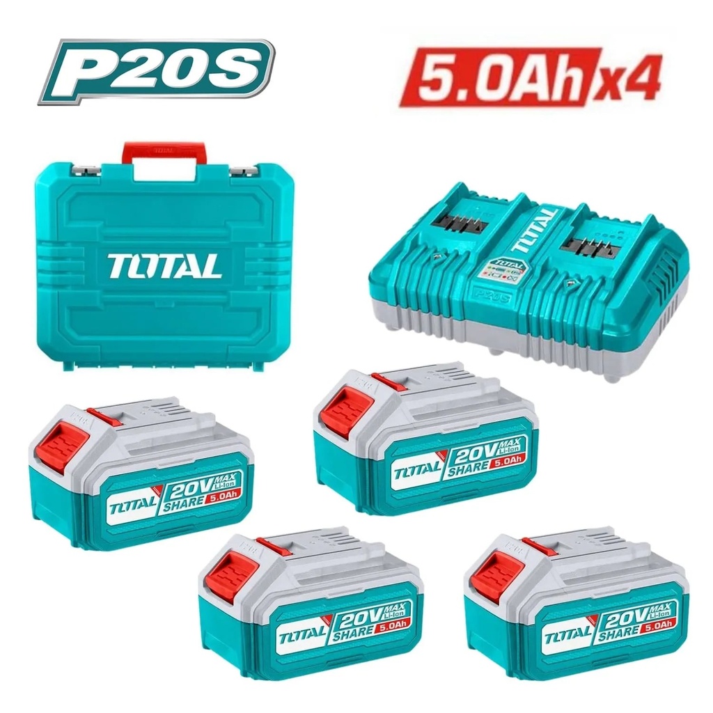 TFBCLI20245  Pack de 4 Baterías 5Amp más cargador TOTAL