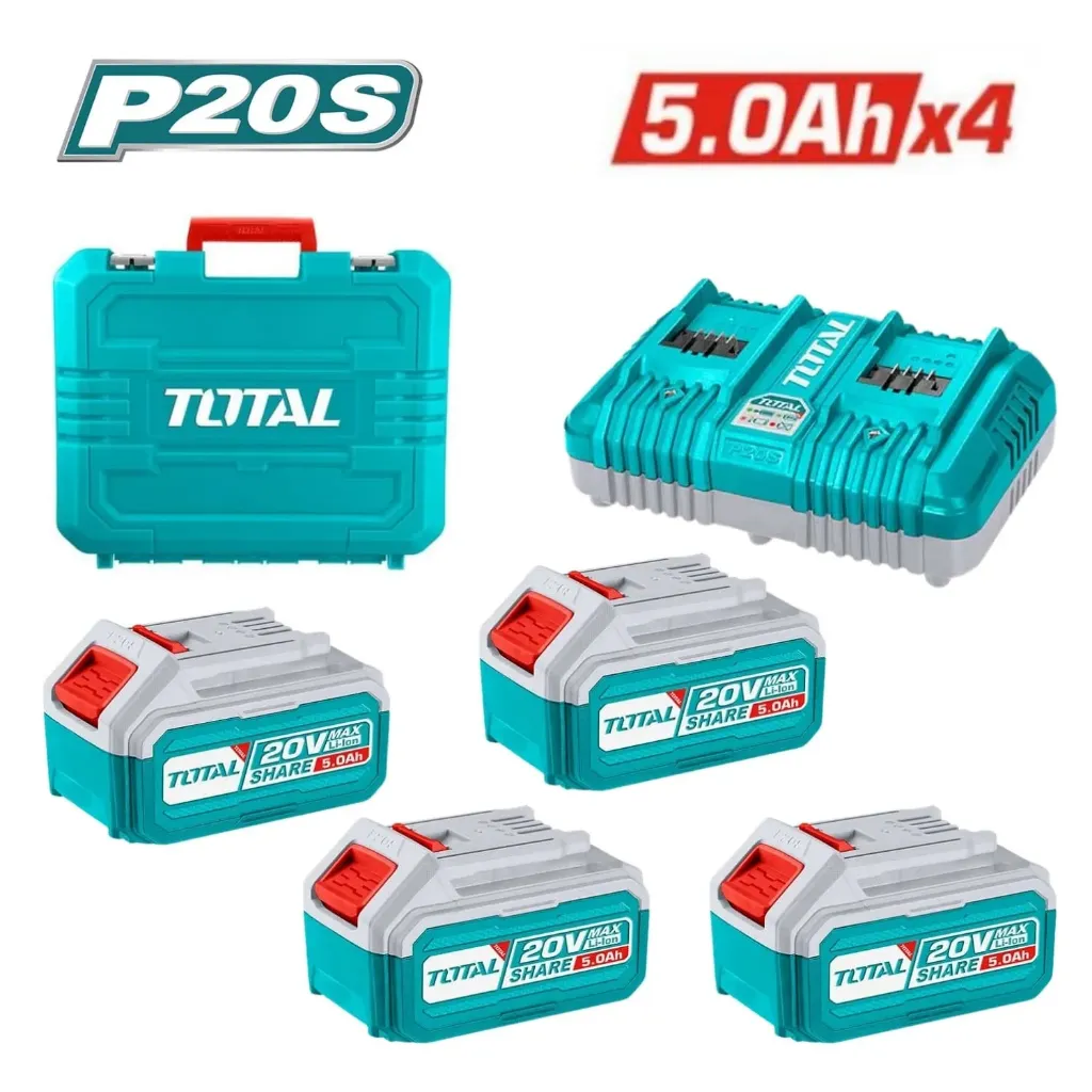 TFBCLI20245  Pack de 4 Baterías 5Amp más cargador TOTAL