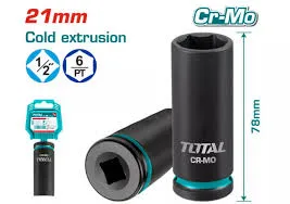 THDIS12212L  Dado de impacto TUBULAR 21mm 1/2" - TOTAL