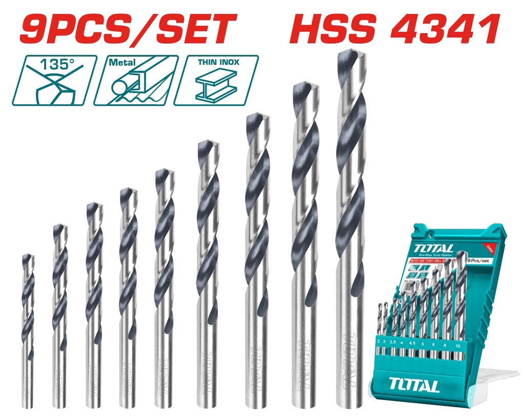 TACSD0095 Broca para metal 9 pcs TOTAL