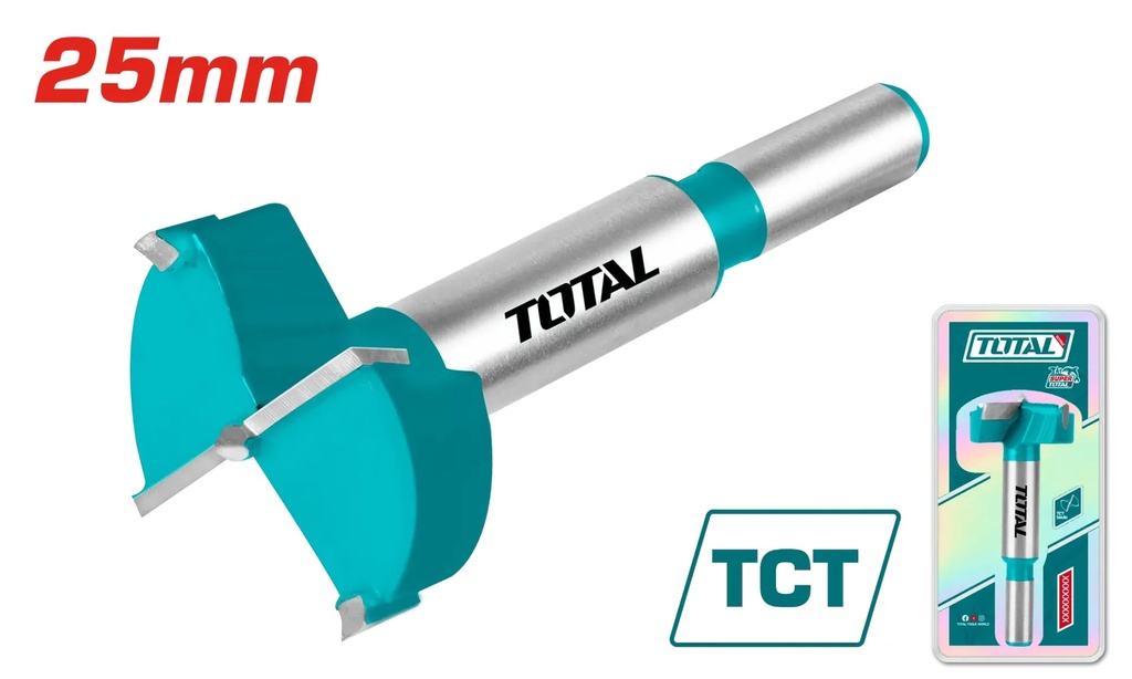 TAC180251 Broca Forstner para madera 25mm  TOTAL, para bisagra TOTAL