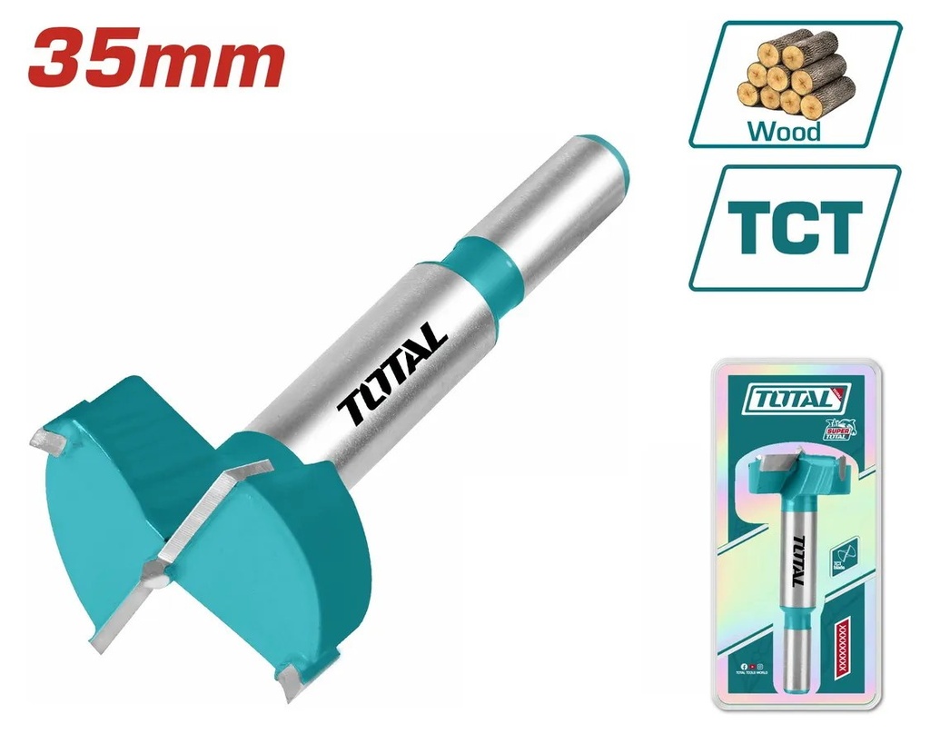 TAC180351 Broca Forstner para madera 35mm  TOTAL, para bisagra TOTAL