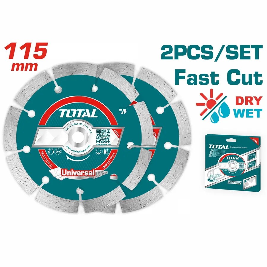 TAC21111532 Set x 2 pcs Disco para concreto 4 1/2" TOTAL, 7mm SS TOTAL
