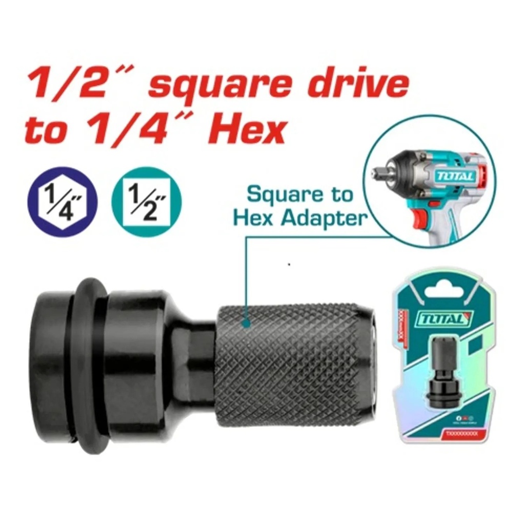 TAC60501  Adaptador entrada de 1/2" a hexagonal 1/4" - TOTAL