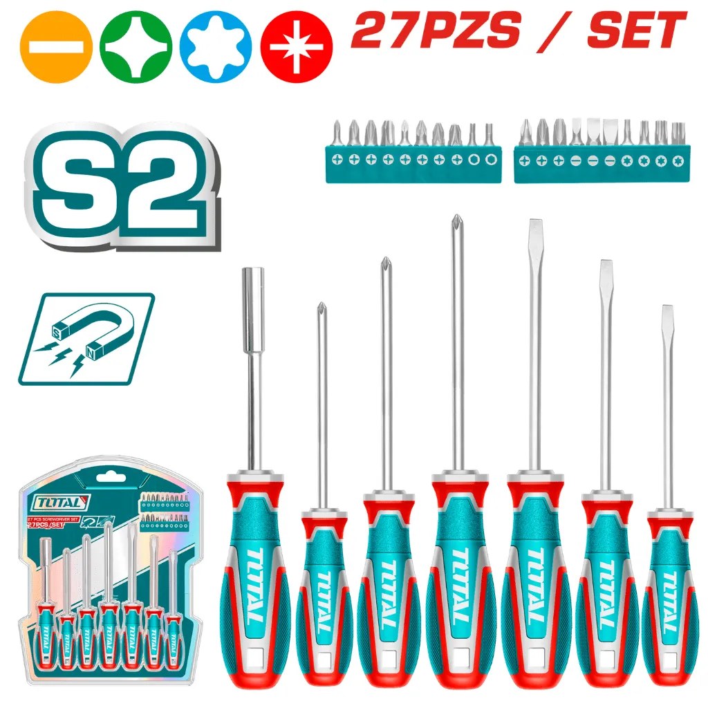 TKSDS2726  Jgo x27pcs Desarmador + Punteras - TOTAL