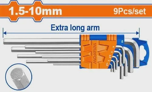 WHK1292 Jgo x9pcs Llave hexagonal XL WADFOW