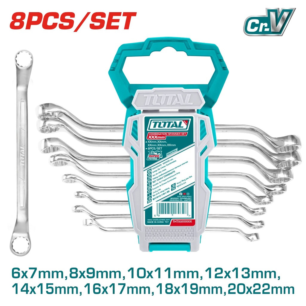 THT102486 Jgo Llave doble corona x 8 pcs TOTAL, 6-22mm IND TOTAL