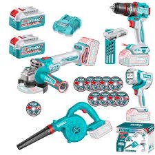 TOSLI250993 Combo Taladro 66N.m. + Amoladora + Sopladora + Linterna 20V