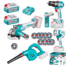 TOSLI250993 Combo Taladro 66N.m. + Amoladora + Sopladora + Linterna 20V