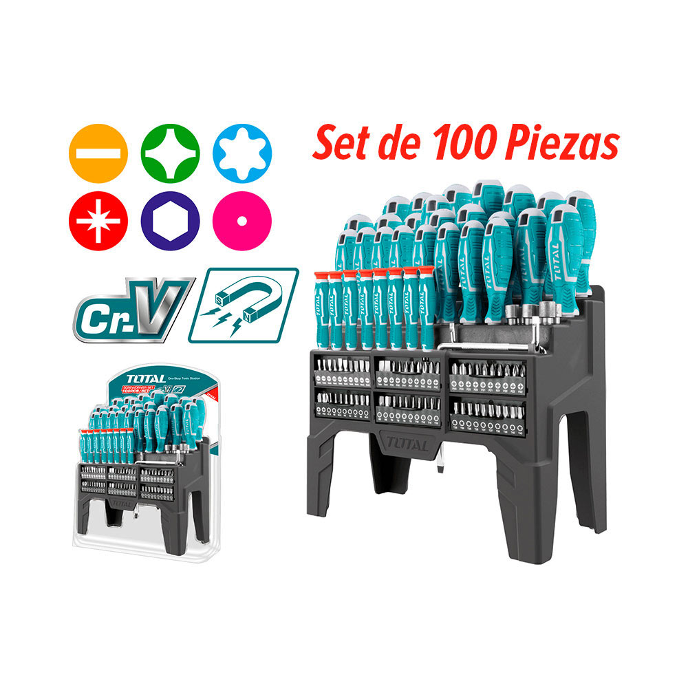 THT2506100 Jgo x100pcs Destornilladores TOTAL