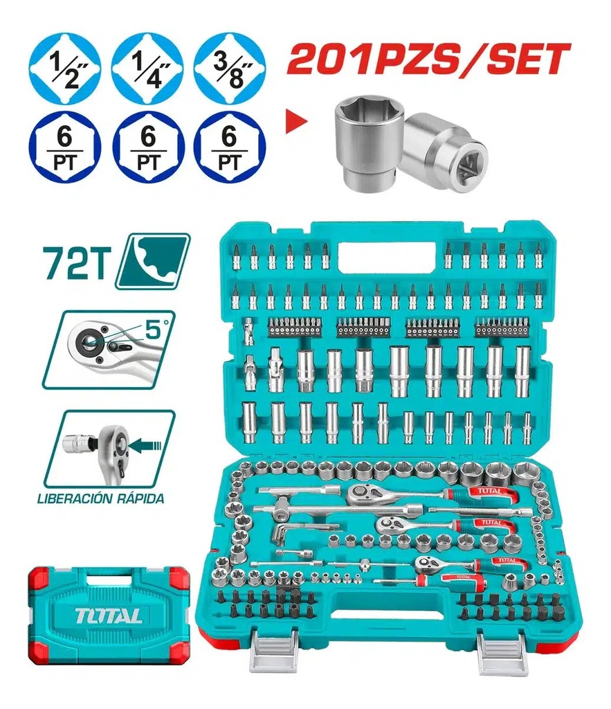 THTS082016 Set x 201pcs llaves, dados y chicharras, maleta