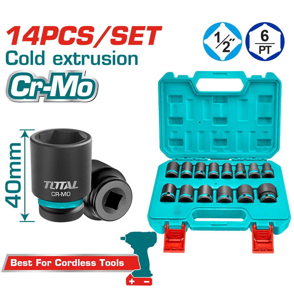 [THISTD12141] THISTD12141 Jgo x14pcs Dados Impacto 1/2" TOTAL