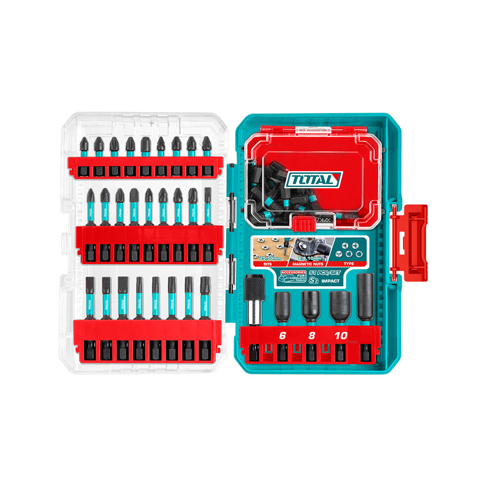 [TACSDL25106] TACSDL25106 Jgo x51pcs Punteras y dados para Atornillador de impacto TOTAL