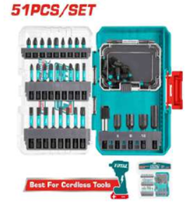 TACSDL25106 Jgo x51pcs Punteras y dados para Atornillador de impacto TOTAL