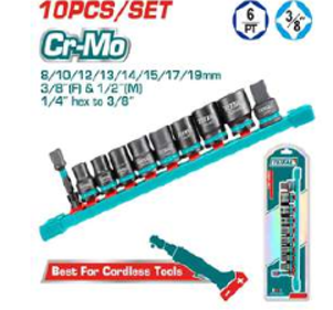 THTISD38104 Jgo x10pcs Dado de impacto 3/8" TOTAL