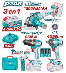 TCKLI20358 Combo taladro + Amoladora + llave de impacto 20 V