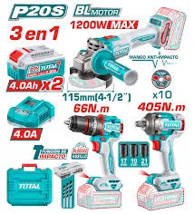 TCKLI20358 Combo taladro + Amoladora + llave de impacto 20 V