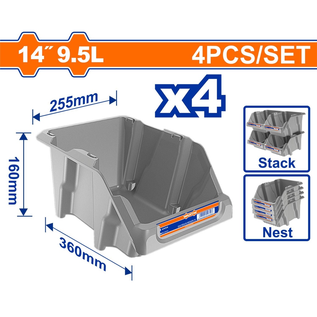 [WTB0605] WTB0605 Juego x4pcs de Contenedores de almacenamiento 14" WADFOW