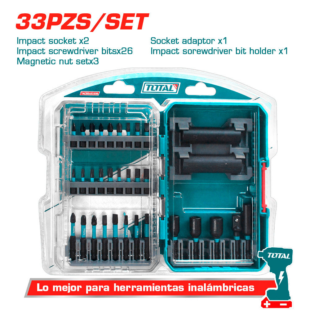 [TACSDL63306] TACSDL63306 Jgo x33pcs Punteras de impacto TOTAL