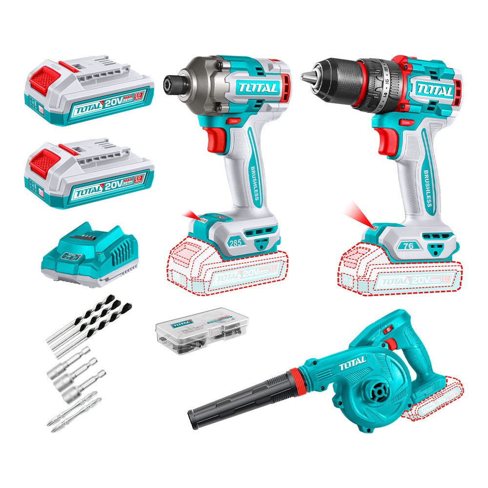 [TOSLI250182] TOSLI250182 Combo Taladro 76N.m. + Atornillador de Impacto + Sopladora 20V