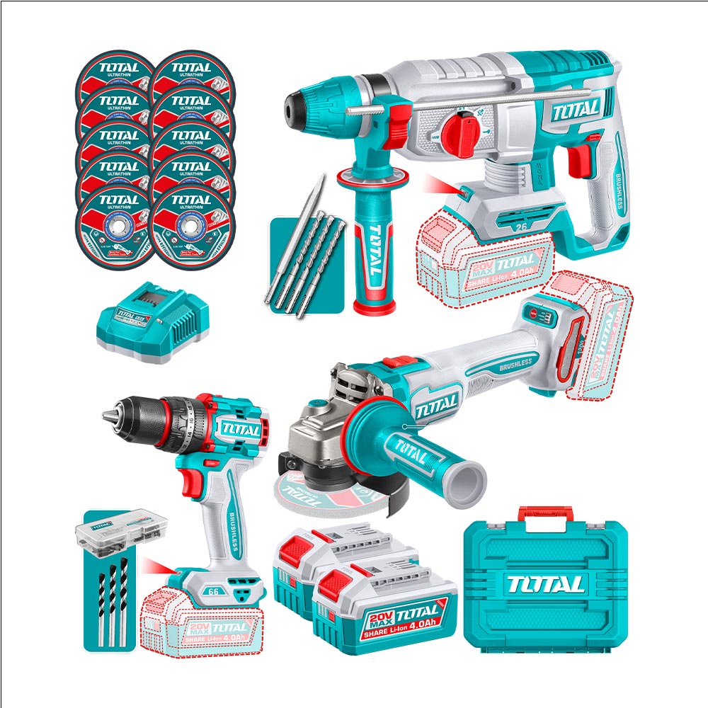 [TCKLI202598] TCKLI202598 Mega Combo Taladro + Amoladora + Rotomartillo 20V en MALETA
