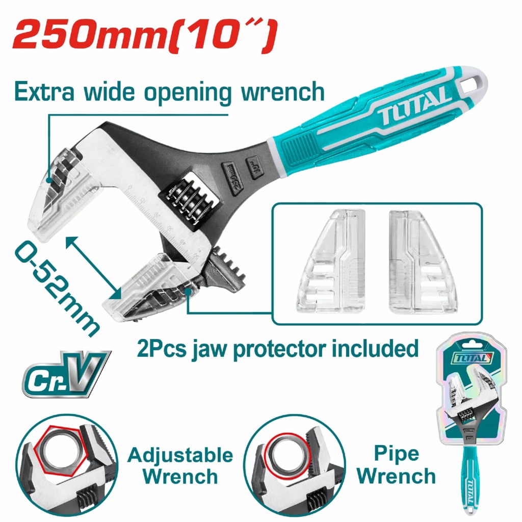 THT10210G Llave Francesa 10" 2 en 1 TOTAL