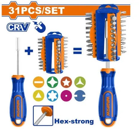 WSS8431 Set x31pcs de Desarmador y punteras WADFOW